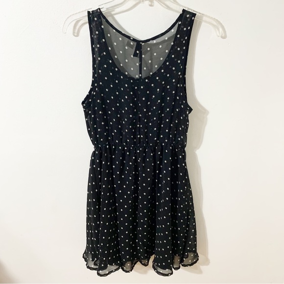 Divided by H&M Polka Dot Sleeveless Rounded Collar Fully Lined Dress Black White - Picture 3 of 12